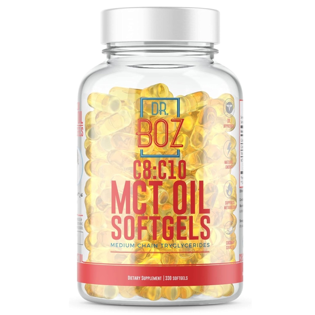 Dr. Boz - C8:C10 MCT Oil Supplement (330 Softgels) - Zdravnik Odobren - Naravna energija, upravljanje teže, & Duševno fokus - Poveča Ketones - Izdelano iz čistega kokosovega olja - Izdelano v ZDA - Self Care