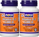 NOW Foods Vitamin D3 5000 Iu, 240-mehčalci (Pack z 2)