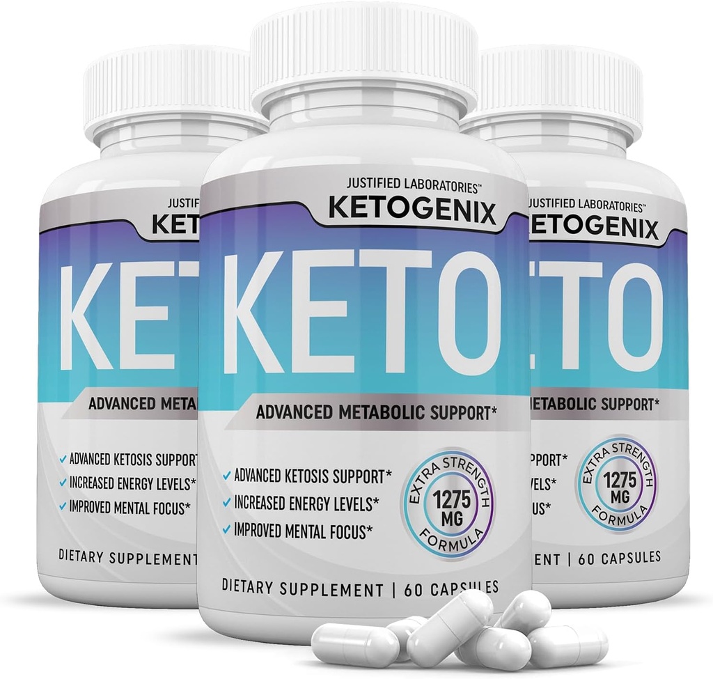 (3 pakiranja) Ketogenix Keto tablete 1275MG Nova in izboljšana formula vsebuje Apple Cider kis Extra Deviško oljčno olje v prahu zeleni čaj List 180 kapsul