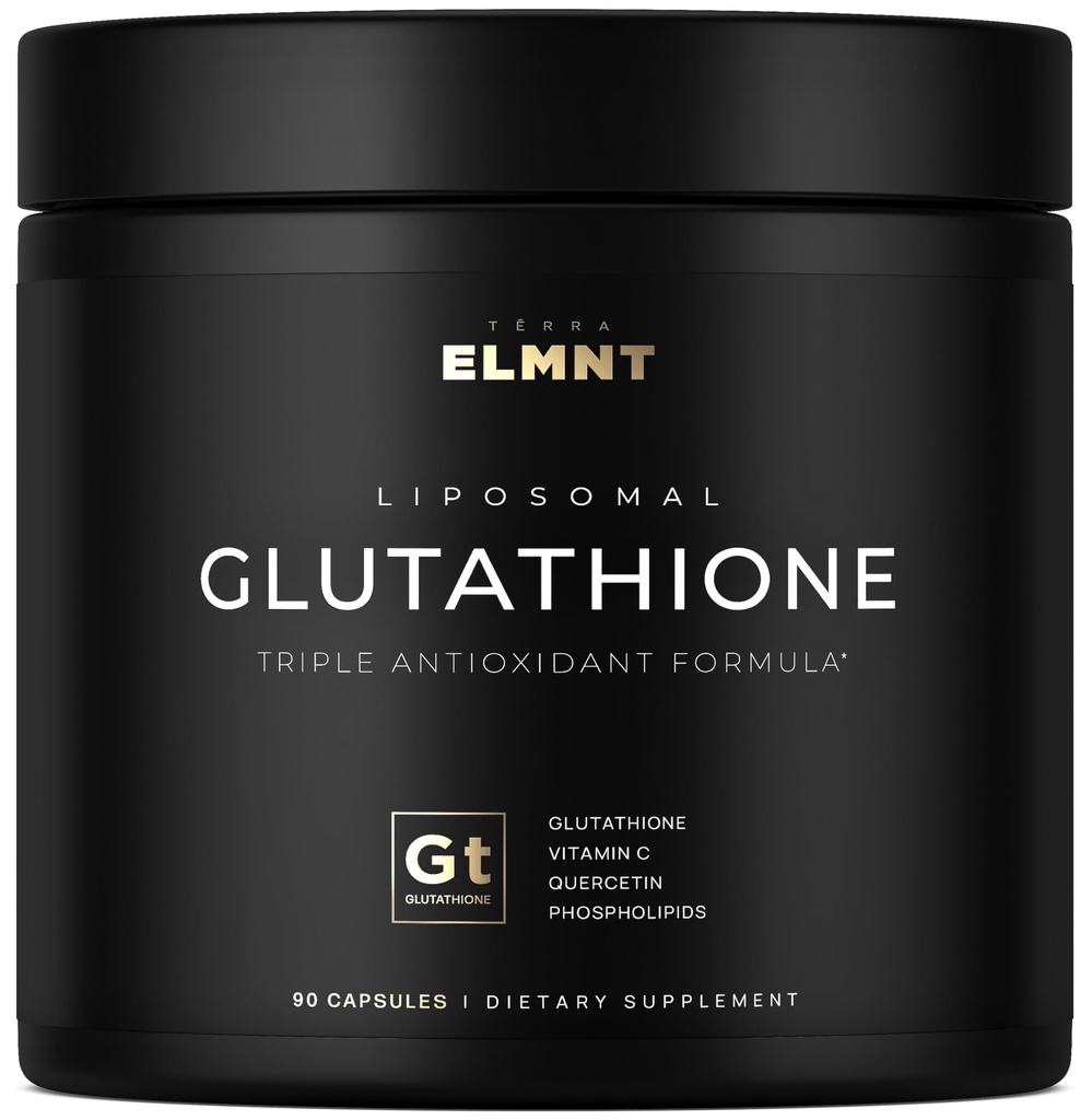 ELMNT 2150mg Super liposomski glutatione dodatek w. Vitamin C, Quercetin & Pure L Glutatione 2000mg Triple Action Formula Glutatione Liposomal Dodatek w. Fosfolipid Layer - 90 Tablete, Non-GMO
