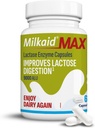 Milkaid Max Kapsule za Laktoza Intolerance Relief z encimom laktaze, prehranska dopolnila za preprečevanje plina, napihnjenosti in driske zaradi občutljivosti za laktozo 