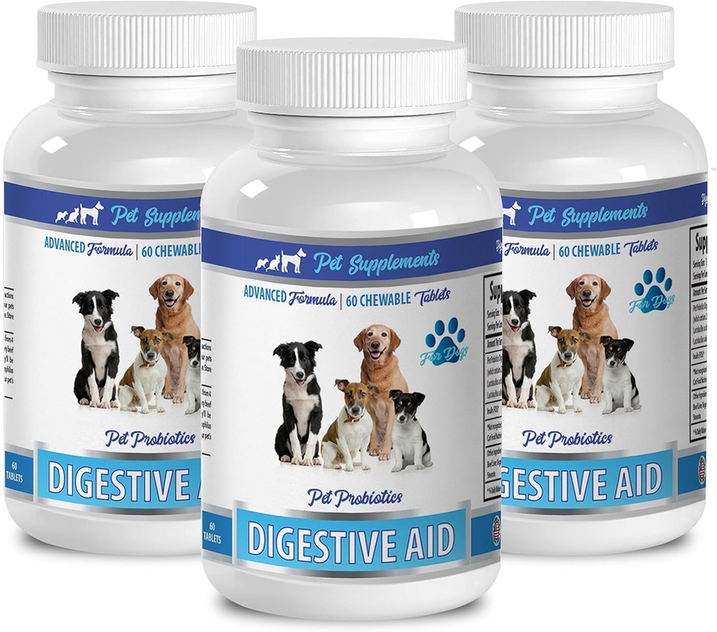 Prebavni encimi za pse 8 oz - Dog DIGESTIVNA POMOČ PROBIOTIKA - naravni pristop - RAZTOPINA K SLADI SMETI IN PLINOM - COUNTER DIARHEA - pasji probiotiki usa - 3 steklenice (180 Zdravljenja)
