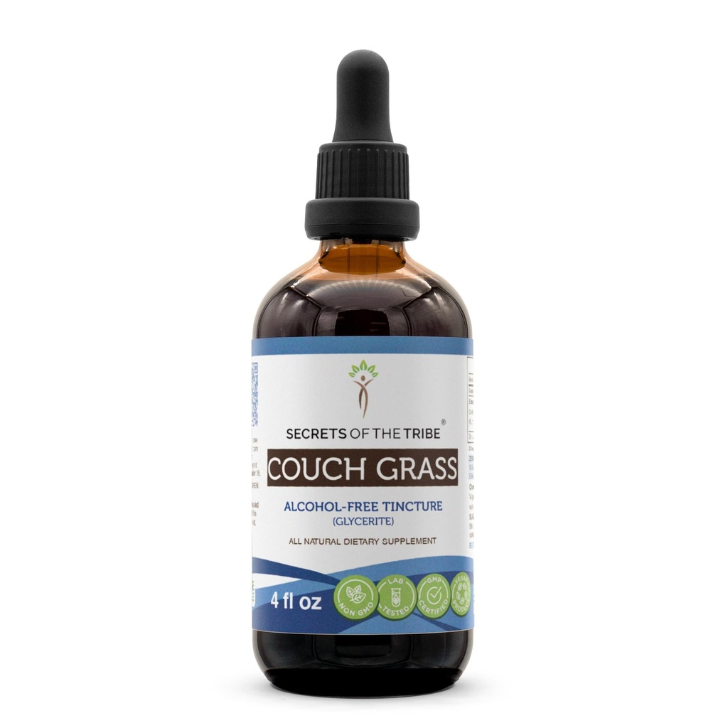 Skrivnosti Tribe Couch Grass Tinkture ekstrakt brez alkohola, Couch trava (Elymus Repens) posušene korenine (4 FL OZ)