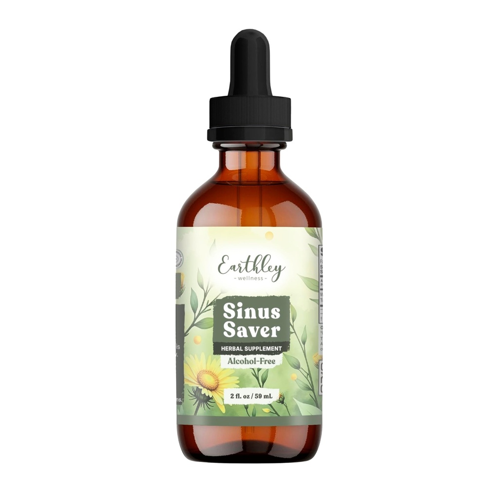 Earthley Wellness Sinus Saver, naravni remedy, brez alergenov, parabenov in konzervansov, pomaga povečati vitamin C (2 oz, alkohol brez)
