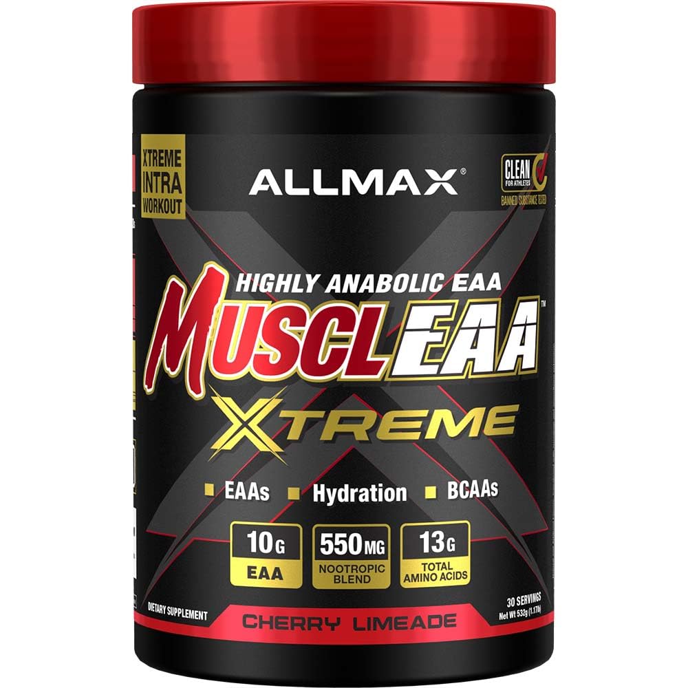 ALLMAX MUSCLEAA Xtreme, Cherry Limeade - 532 g Prašek - zagotavlja EAA, BCAA in hidracijo - do 30 servingov