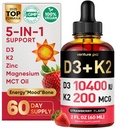 Venture Pal 5-in-1 Vitamin D3 10000 i.e. & K2 kot MK-7 200mcg z magnezijem, MCT oljem, cinkom, brez sladkorja vitamin D tekočina 
