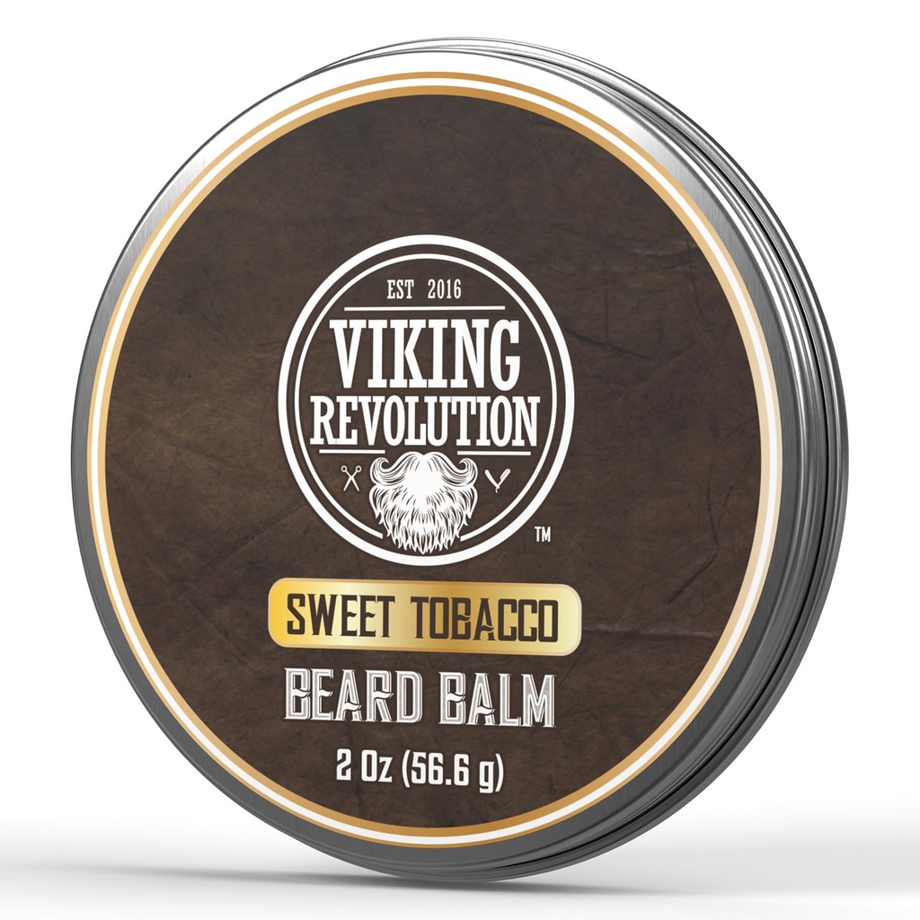 Viking Revolution Balzam sladke tobačne brazde - Tobacco Dišečebrasto maslo z arganovim oljem & Jojoba olje - Mehkužci in vlaži brade za moške (2oz, 1 Pack)