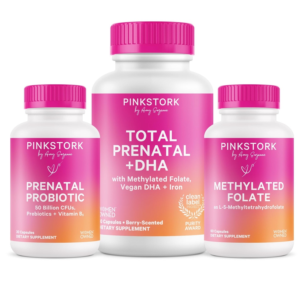 Pink Stork skupaj prenatal, probiotik & metil Folat – Nosečnost Wellness Bundle
