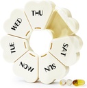 MOLN HYMY velike tedenske tablete Box 7 dan, luštna tablete Organizator primera 1 krat na dan, cvetlične tablete vsebnik enkrat na dan, Lepo Medicine Dispenzer za vitamin/ribje olje/sredstvo/dodatki (mlečno bela)