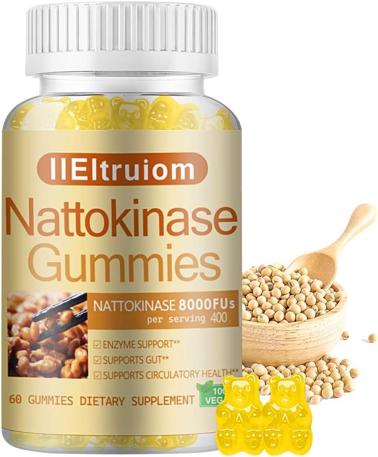 Nattokinase dodatek 8.000 FU(400mg) na serviranje, Hawthorn & Beet Root Extract, Nattokinase Gumies Tradicionalni Natto Extract Vir, 60 grofov