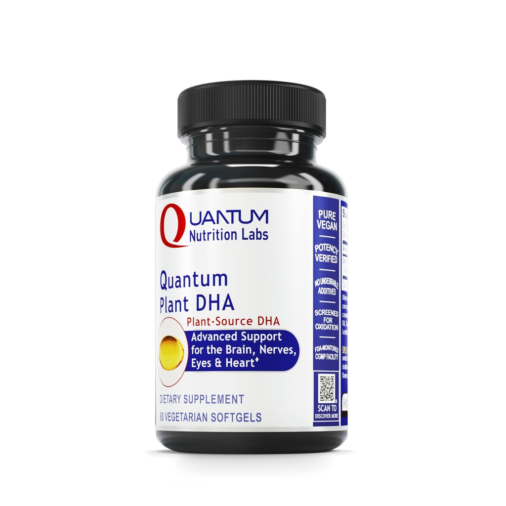Quantum Nutrition Labs Plant DHA - Non-GMO Vegan DHA z Omega 3 Maščobne kisline, Alge na osnovi DHA za ženske in moške, Naravni DHA dodatek Primeren za Vegane- 60 Vegetarian Softgel kapsule