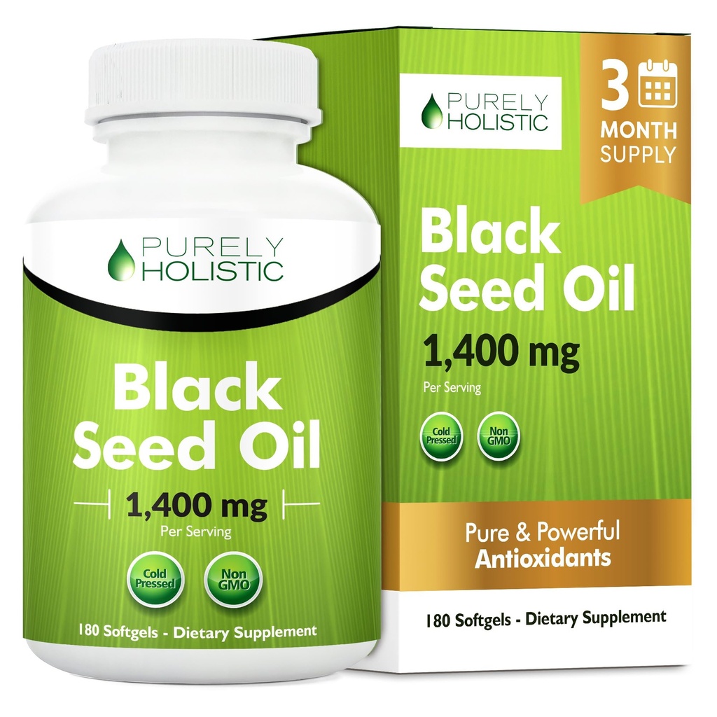 Kapsule črnega olja 1400mg, 180 Softgels, 3-mesečna zaloga - hladna Nigella Sativa, bogata z Omega 6, 9 & TQ, olje črnega kumina, Imunska podpora, sklepi in prebava