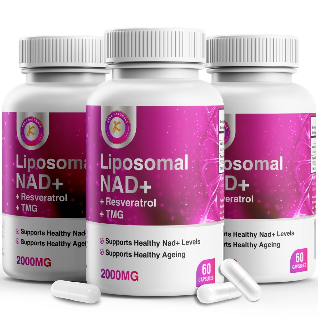 Pure NAD Resveratrol in TMG, 2000 mg, 3 v 1 Napredna formula, Imunska in energijska podpora, Koža in splošno zdravje, 60 kapsul