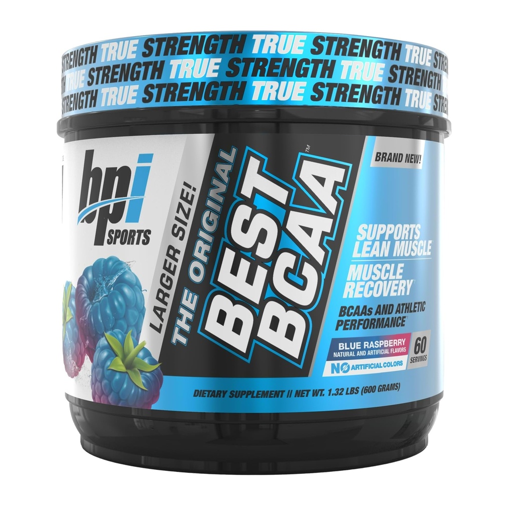 BPI Sports Best BCAA - BCAA Powder - razvejana veriga aminokislin - Muscle Recovery - Sinteza mišičnih beljakovin - Izboljšana zmogljivost – Hidracija – Modra malina - 60 Serving - 21.12 Oz