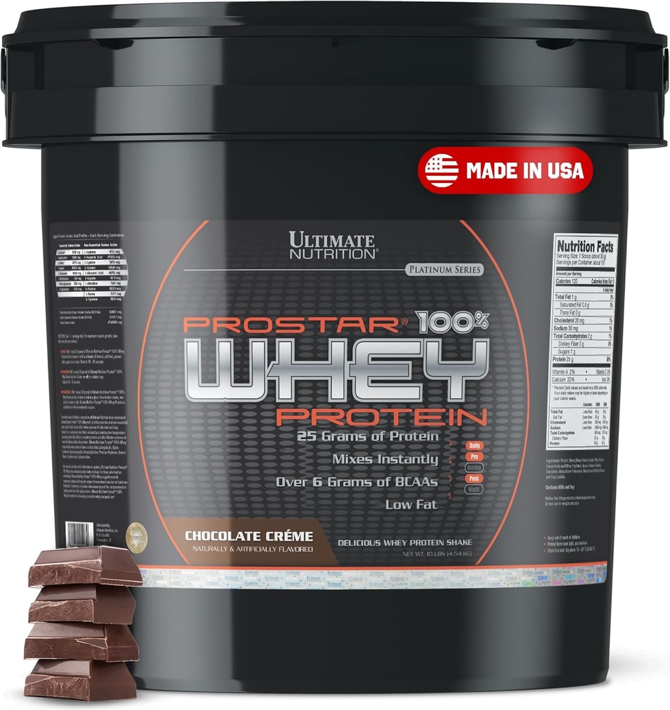 Ultimate Nutrition Prostar Whey Protein Powder Izolat, čokolada - Nizki ogljikovi hidrati, visoki proteini v prahu Shake for Muscle Gain & Recovery - nizko natrij, nizko-maščobni & keto Prijazno - 10 lbs Bucket