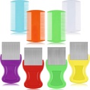 Maitys 8 kosov Flea Lice Combs dvojno stran Uši in Nit Odstranjevanje las Grooming Plastic in Metal Comb za ljudi hišne ljubljenčke(3,5 x 2 palca, 3,54 x 1,57 palca, oranžna, modra, vijolična, bela)