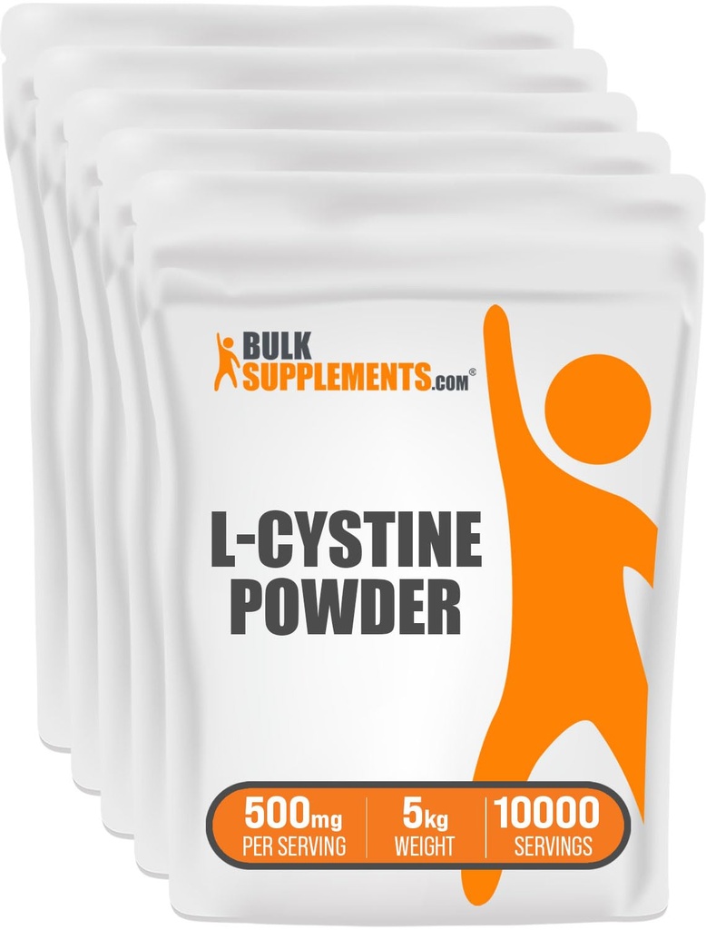 BulkSupplements.com L-Cystin prašek - L-Cystine 500mg, L-Cystine dodatek, Aminokislinska dopolnila - za imuno podporo, Gluten Free, 500mg na serviranje, 5kg (11 funtov) (Pack of 5)