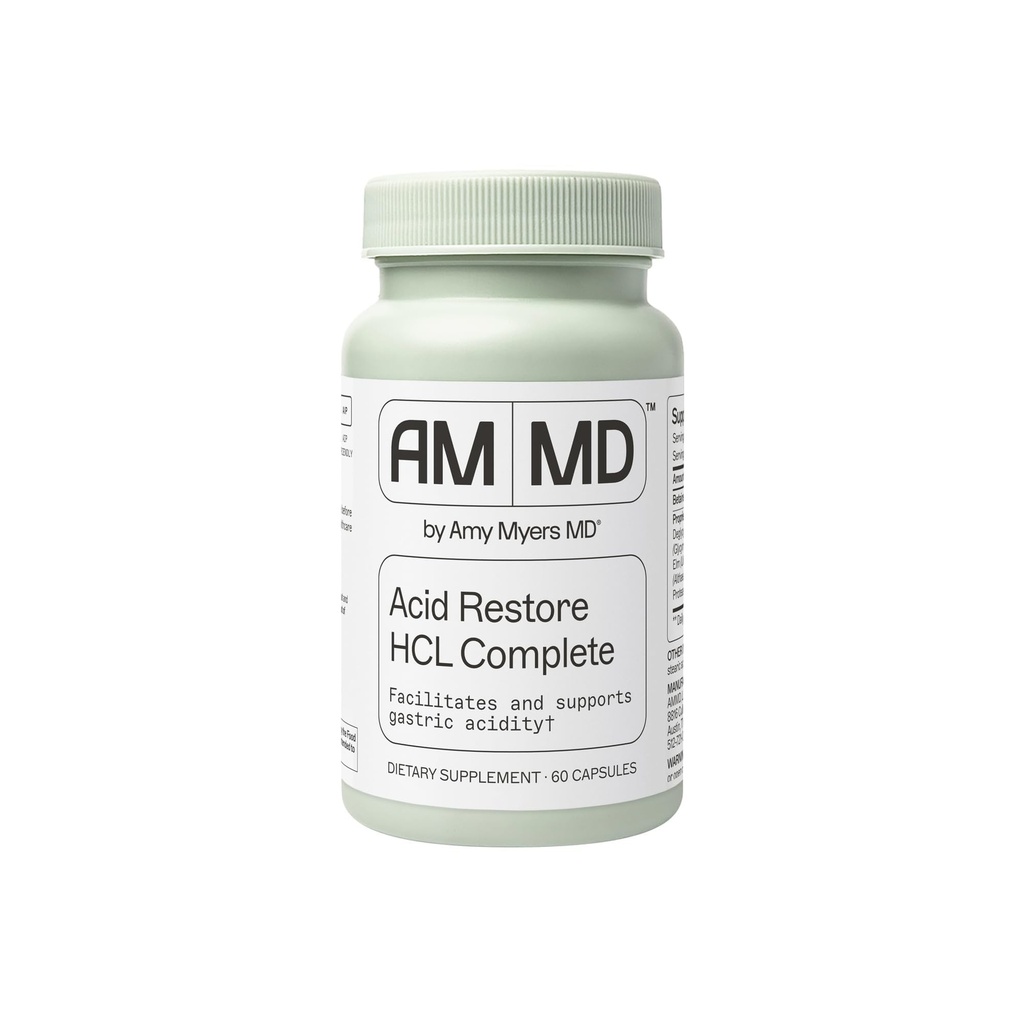 Amy Myers MD Acid Restore z Betainom & HCL - dopolnilo za digestiv in Gut Health Support - s Slippery Elm Bark - Non-GMO, Gluten-free & Non-May - 60 kapsul (60 strežb)