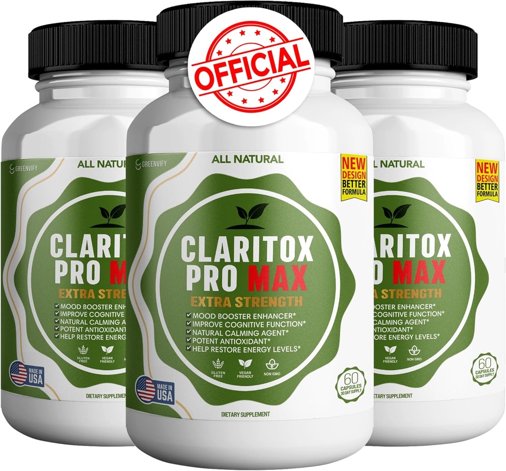 Claritox Pro Max Extra Strength Supplement, Mood Booster, Cognitive Function Ojačevalec, 180 kapsul (3)