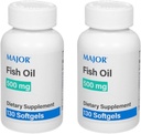 MAJOR Fish Oil 500mg Softgels - Omega-3 Fish Oil Supplement - Dietary Supplement - 130 Count (2 Pack)