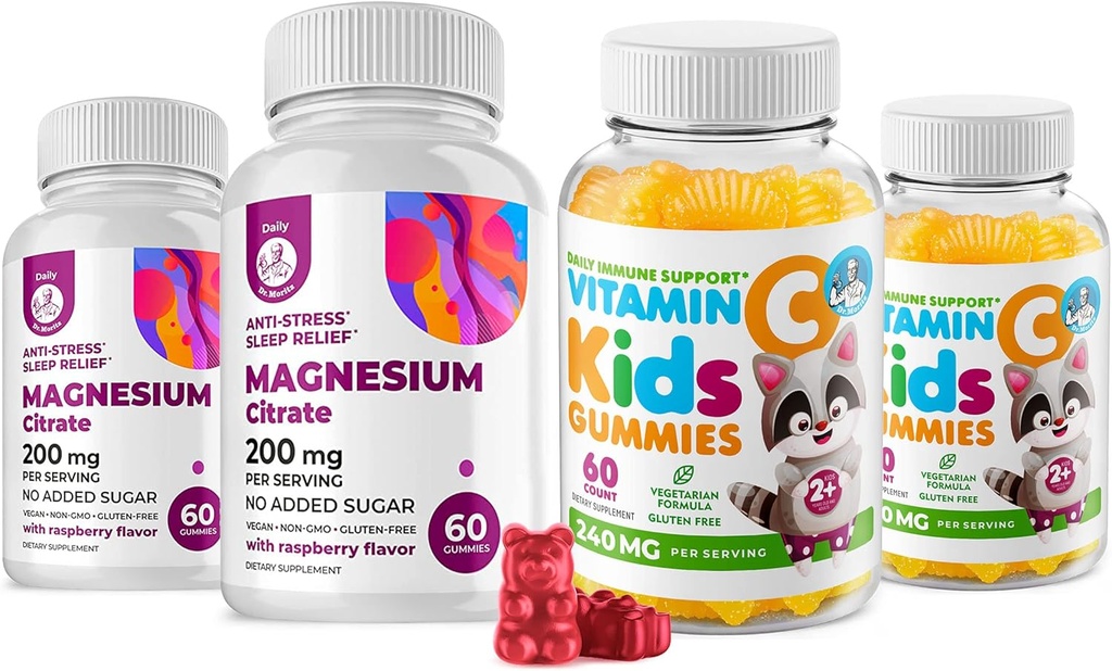 Vitamin C Gumijev 120 za otroke in odrasle 240 mg in Magnezij 200 mg Gumijev - Imunska podpora nizkosladko žvečljivi Gumi Vitamini za malčke z magnezijem mirni žveči za otroke in odrasle Sugar-free