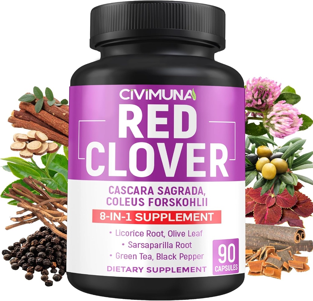 Rdeče Clover kapsule z rdečo Clover, Cascara Sagrada Bark, Coleus Forskohlii - 90 Kapsule za 3 mesece