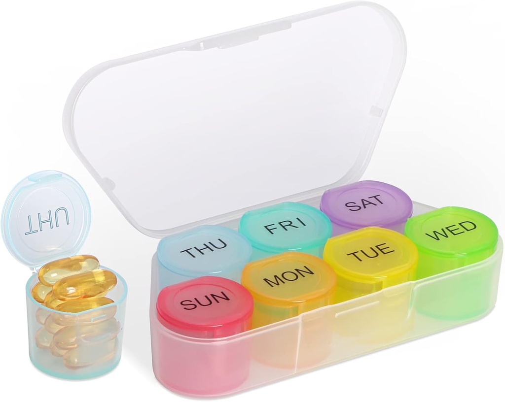 NatureTouch tedenske tablete Organizator, BPA brezplačno Medicina Organizator Rainbow 7 dan tablete Box, Dnevni prenosljiv tablete Container za tablete/vitamin/ribje olje/dodatki [zadnja različica]