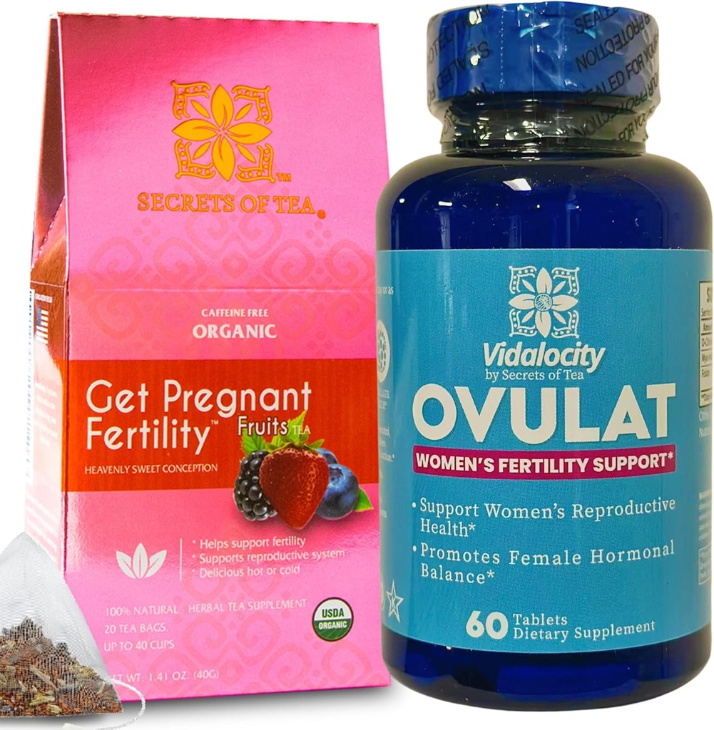 Skrivnosti tea rodovitnost paket - rodovitnost čaj in plodnost dopolnila za ženske, prenatalni vitamini z Inositol, Vitex in Folate za pomoč podporo Hormone Balance za ženske