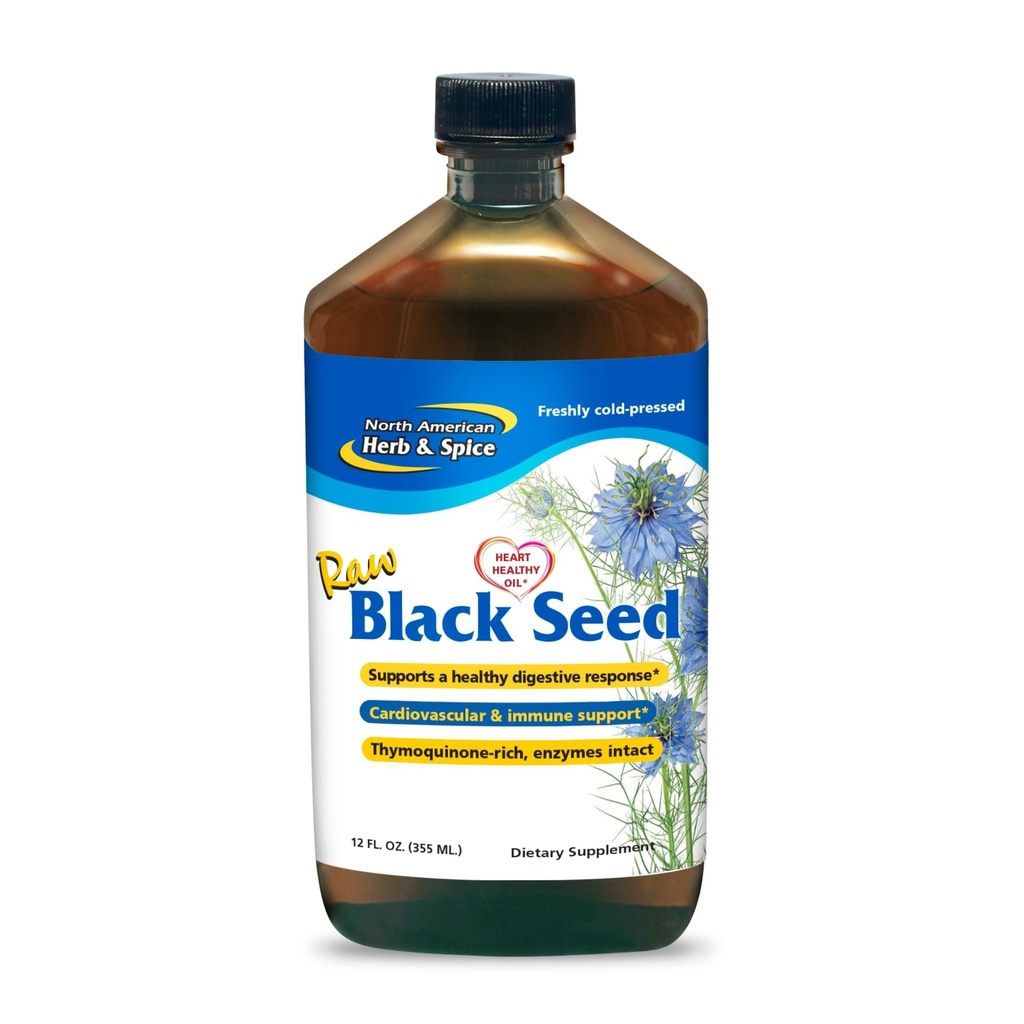 SEVERNA AMERIŠKA HERB & SPICE črno seme olje - 12 fl oz - Prebavna in Imunska podpora - vsebuje Origanol P73 Origano olje & Rosemary Oil - Non-GMO - 72 Servinges