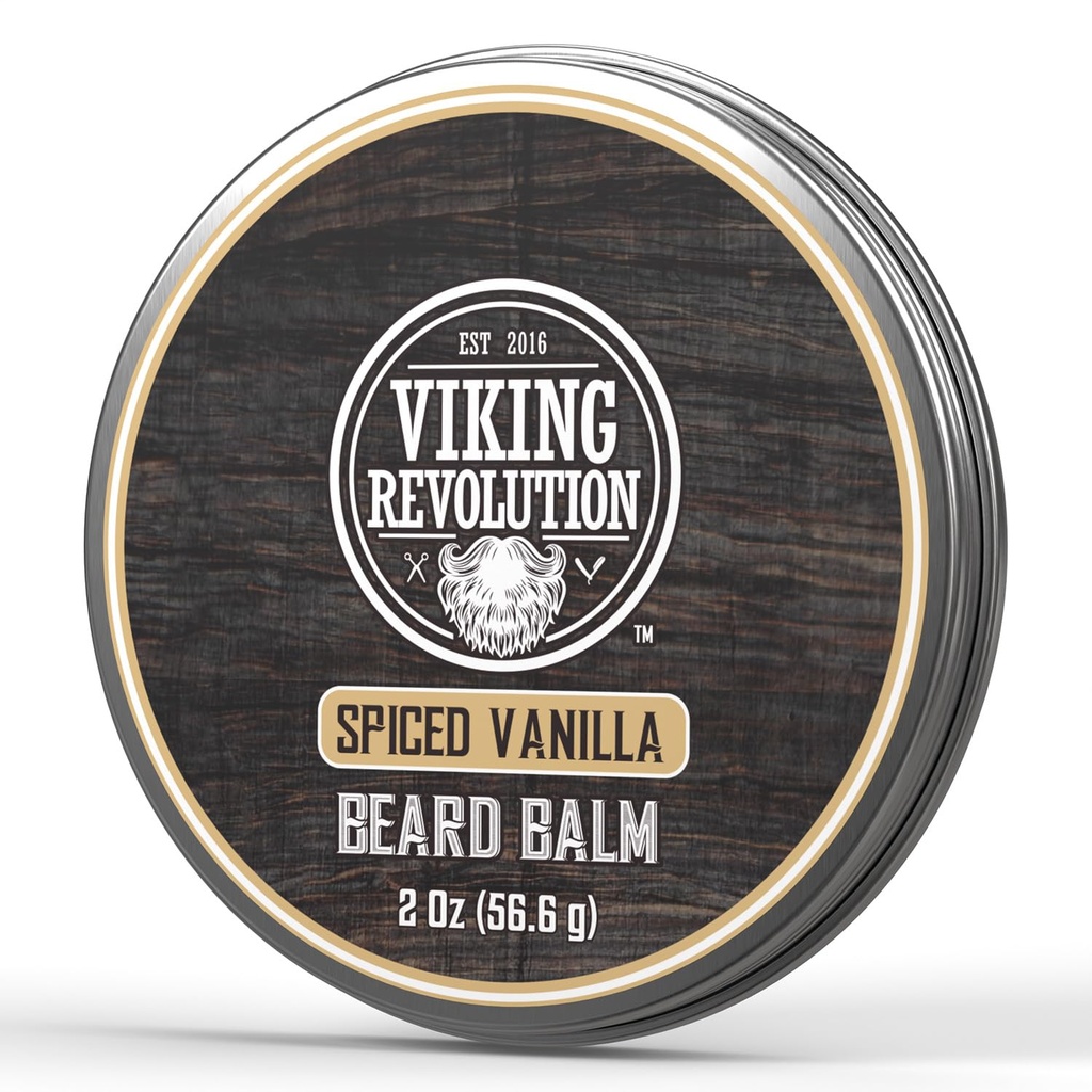 Viking Revolution Spiced vanilija brada Balm - Bradato maslo z arganovim oljem, Brada Mehčalec za moške z Jojoba olje - Brada Vlažilnik za moške z čebelji vosek - Brada Vosek za moške (2oz, 1 Pack)