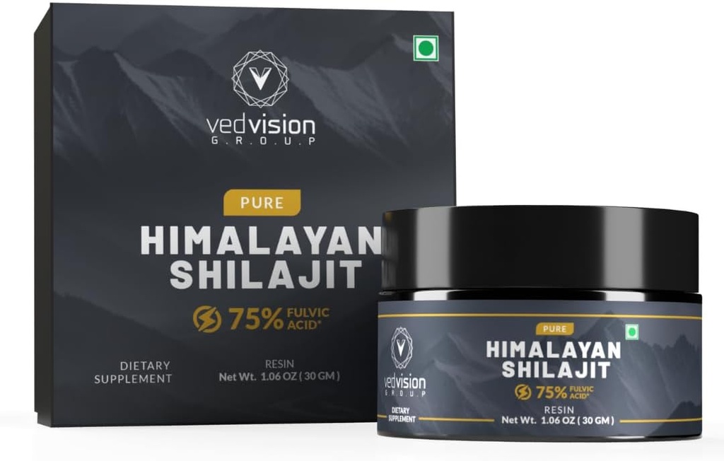 Čisti himalajski shilajit Resin, 400mg Visoka jakost stopnje s 75%+ Fulvic Acid & 85+ Trace Minerals, Pure Shilajit za moške in ženske - z Lab Test Report - 75 Služabniki