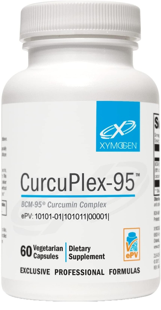XYMOGEN Curcuplex-95 - Kurkumin dopolnila z izboljšano biološko razpoložljivostjo - Dnevna podpora možganov (60 veganskih kurkumskih kapsul)