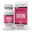 Superior Source Just Women Iron 25 mg - Ferrous Fumarate dodatek za ženske - železno dopolnilo podpira splošno zdravje - Formula Aids proti gastrointestinalni nelagodje - 90 Instant Dissolve tablete