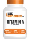BulkSupplements.com Vitamin A 25000 IU Softgels - Vitamin A dodatek, kot Retinil Palmitate, za podporo oči in imunskega sistema - Gluten Free, 1 Softgel na strežbo, 365 Število (Pack of 1)
