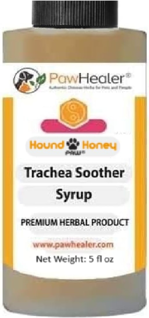 PawHealer® Hound Med: Trachea Soother Syrup - 150 ml (5 fl oz) - Naravno zeliščno zdravilo za simptome sapnika - Okusi dobrega - enostaven za uporabo