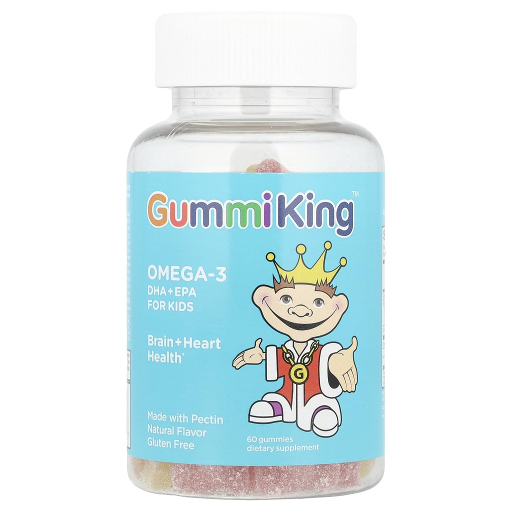 Gummi King DHA Omega-3 dodatek, limona/oranžna/oranžna jagoda, 60 število