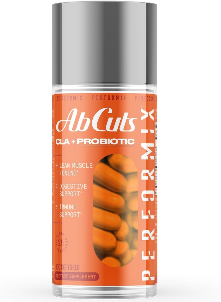 PERFORMIX - AbCuts CLA + Probiotics - Fitness Goals - Supports Lean Muscle Growth & Gut Health - Energy & Endurance - Digestive Health Wellness - Women & Men - 100 Soft Gels