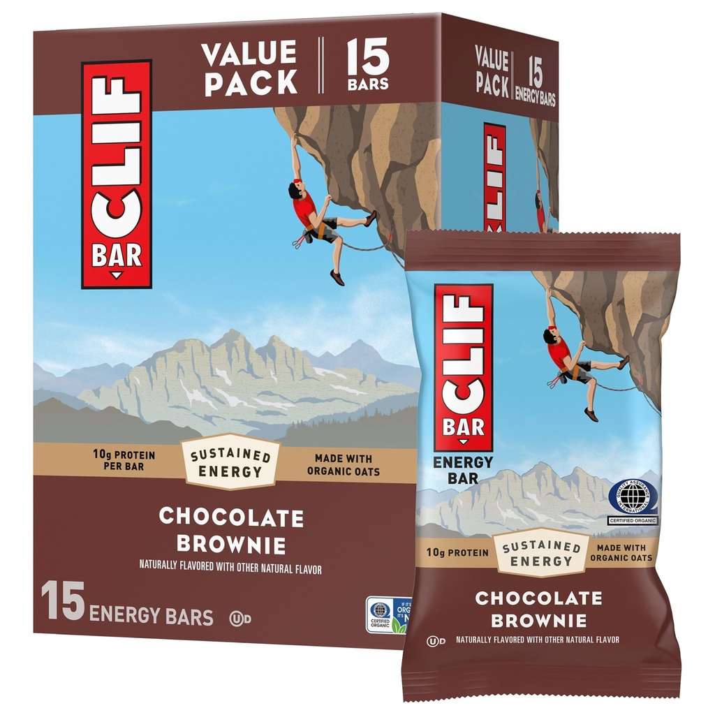 CLIF BAR - Energy Protein Bars - Čokolada Brownie - Izdelano z organskimi ovesi - Energy Bars - Non-GMO - (15 Pack)