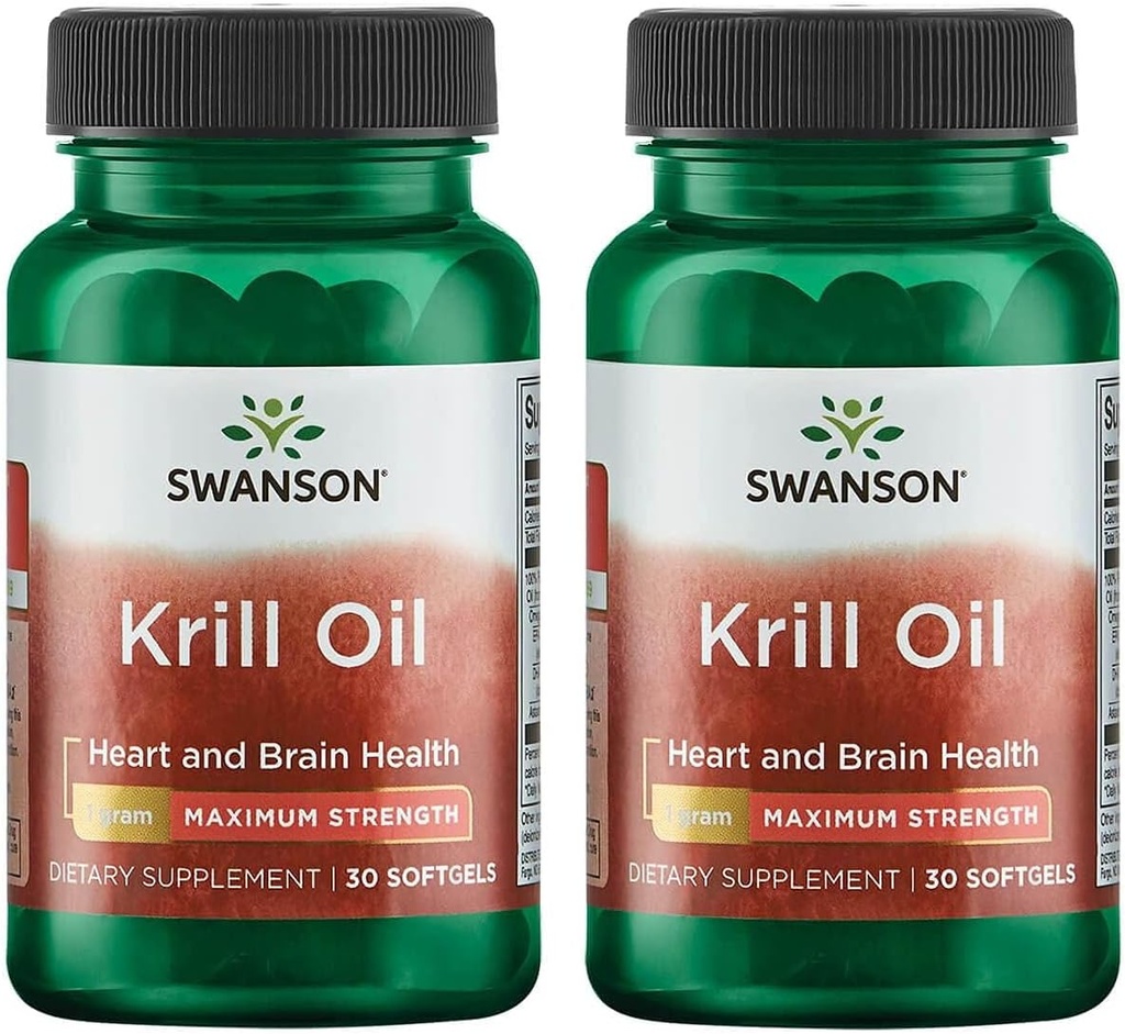 Swanson EFAs- Kril olje - Največja moč - 1 g, 30 Softgels (2 paket)