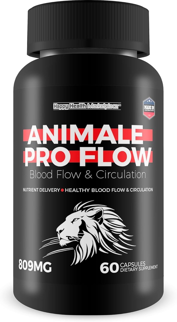 Animale Pro Flow - Naš najboljši pretok krvi dodatek - Pro Animale moški zdravstveni dodatek za nego pretoka krvi - Zdrav pretok krvi krvni obtok dopolnila za moške - Pro Animale tablete za moške