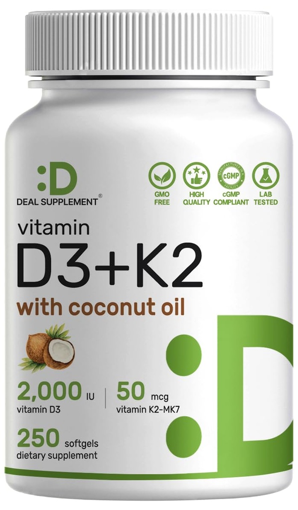 DEAL DOPOLNILO Vitamin D3 2.000 i.e. + K2 MK7 50mcg Softgels 