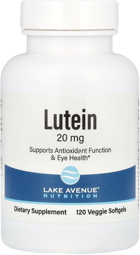 Lake Avenue Lutein - z Lutein & Zeaksantin iz Marigold Extract - Podpira antioksidant dejavnost in zdravje oči - vegetarijansko prijazno, Non-GMO - 20 mg - 120 Veggie Softgels