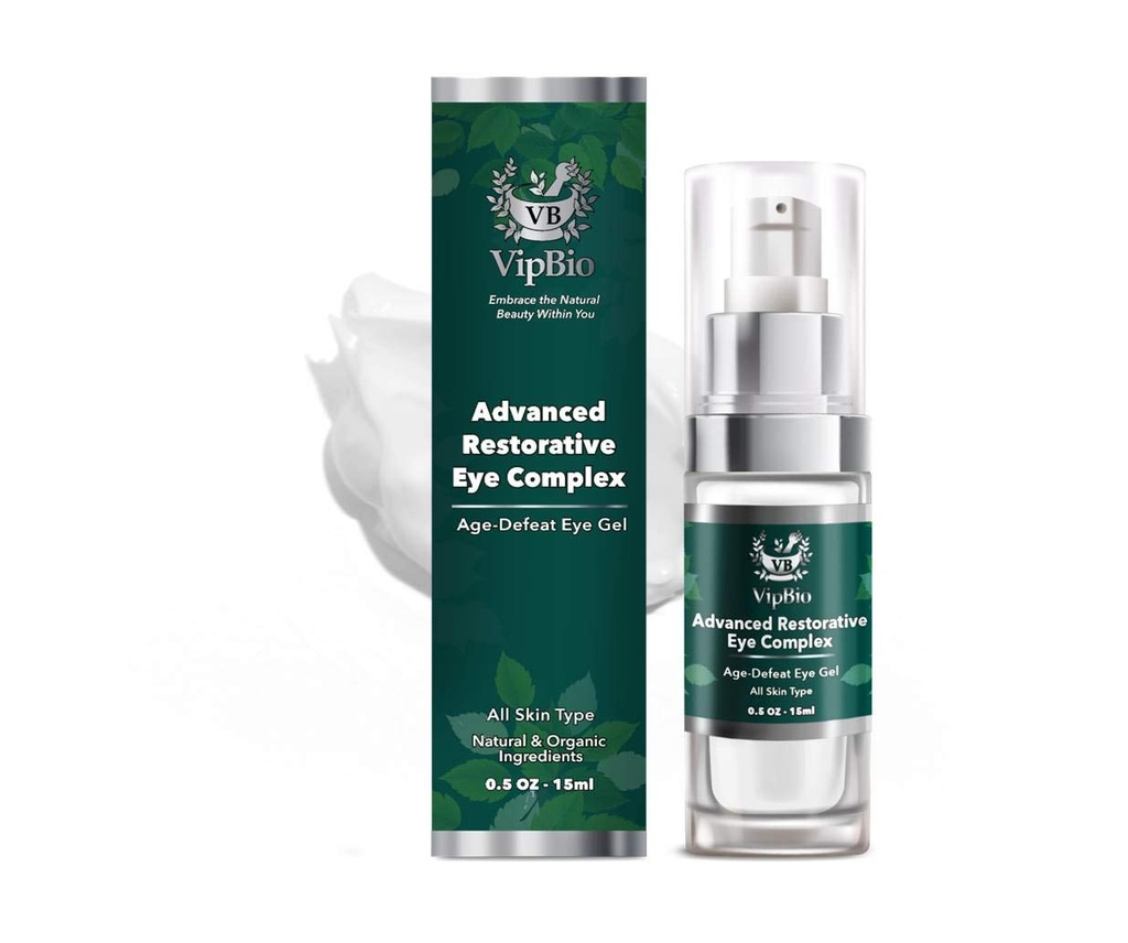 VipBio Organic Advanced Restorative Eye Complex Anti-aging Eye Gel za temne kroge in Puffiness 0,5 fl. oz.