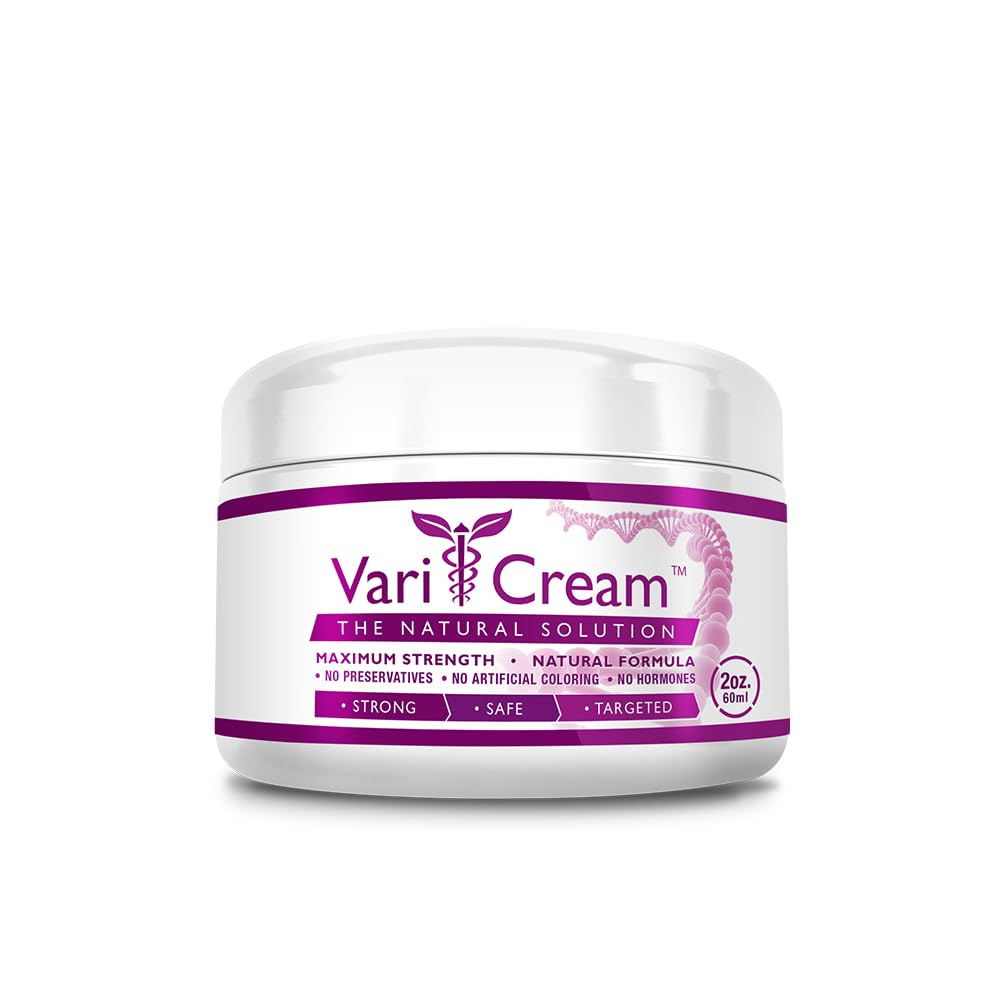 VariCream - krema za varikoze in pajkove vene - tokoferol acetat, Mesarjeva brozga, čarovnica Hazel - 1 Jar - 2 Oz. - Vegan