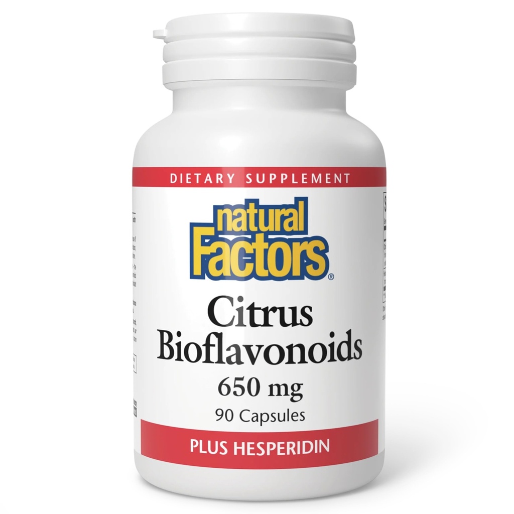 Naravni dejavniki - Citrus Bioflavonoidi 650mg, Podpora za uporabo vitamina C, 90 kapsul