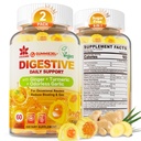 Ginger Chews Gumies za slabost in prebavna podpora, Stomach Relief, sladkor prost z kurkuma, Brez vonja česen, Quercetin, Vitamin D3,Prebavne dodatke za občasno napihnjenost in plin, 2Pack
