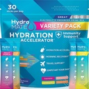 HydroMATE Elektrolit Powder Variety Pack Hydration Packets nizko sladkor 30 Število