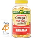 Spring Valley Omega-3 Fish Oil Soft Gels, 1000 mg, 180 Count, Prehranska dopolnila, Omega-3 Maščobne kisline paket z Lual je 45 Sladkorna dekodirana