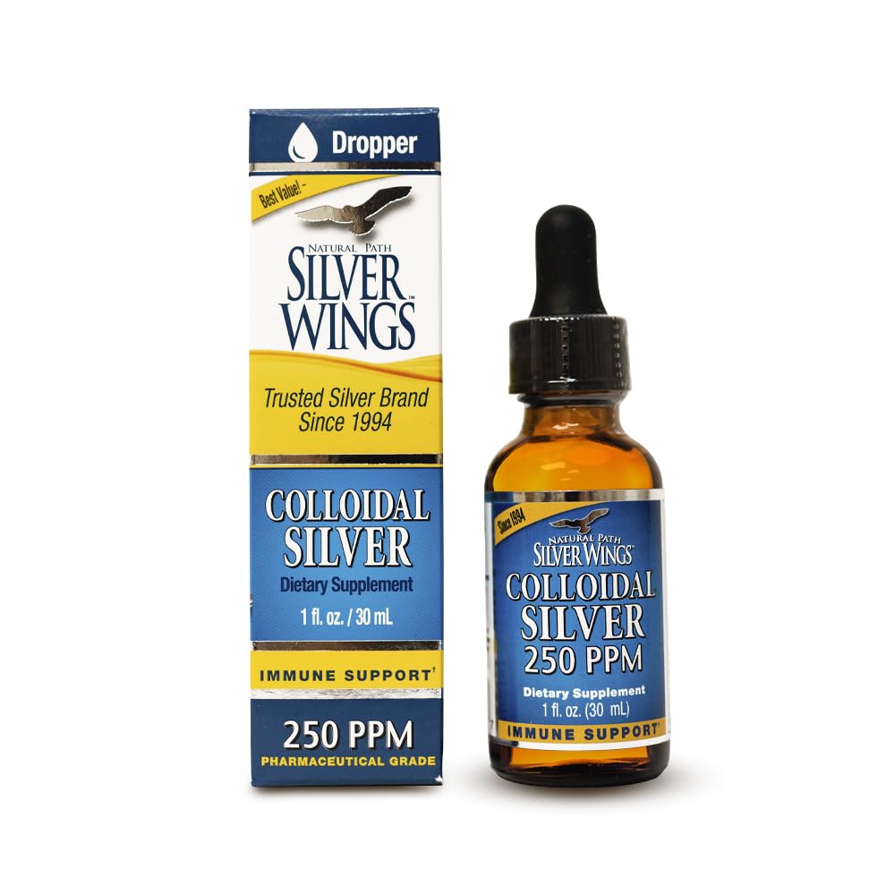 Naravna pot Srebrna krila Koloidni Silver Liquid - Izboljšana Imunska podpora dodatek - 250ppm (1250mcg) - 1oz Dropper