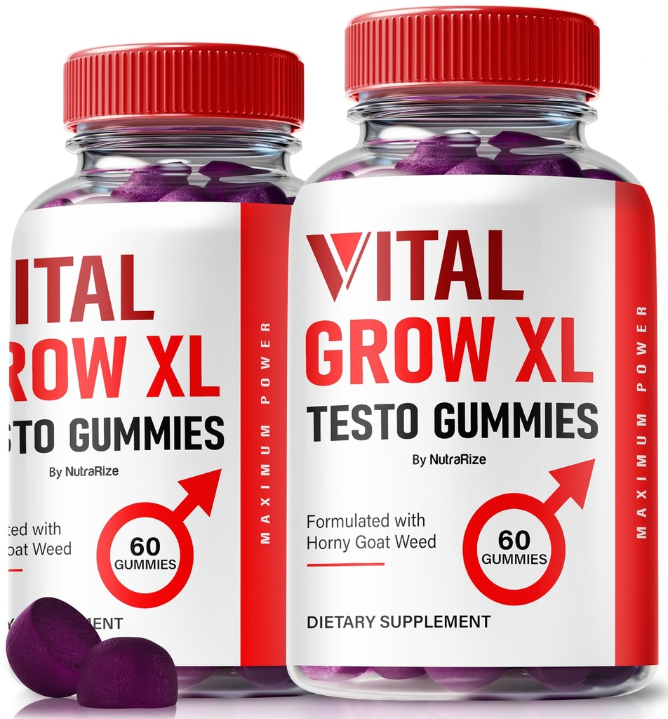 (2 paket) Vital Grow XL, Uradni Vital Grow XL Testo Gummies za moške, Boost Stamina in samozavest Gummy za moške, Vital GrowXL moški podpora Gomitas (120 Gummies)